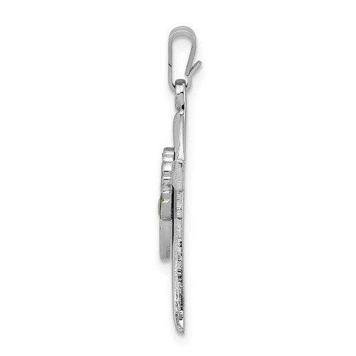 Image of Rhodium-Plated Sterling Silver Cross w/ Epoxy Rose Flower Center Pendant Image of Rhodium-Plated Sterling Silver Cross w/ Epoxy Rose Flower Center Pendant