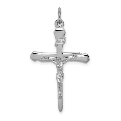 Image of Rhodium-Plated Sterling Silver Crucifix Pendant QC3405