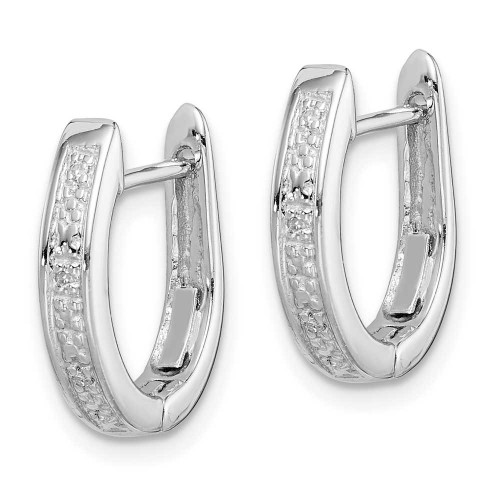 Image of 15mm Rhodium-Plated Sterling Silver Diamond Hinged Hoop Earrings QDX117