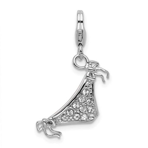 Image of Rhodium-Plated Sterling Silver Enameled 3-D Bikini Bottom w/ Lobster Clasp Charm