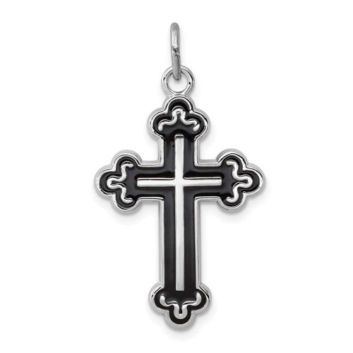 Image of Rhodium-Plated Sterling Silver Enameled Cross Pendant