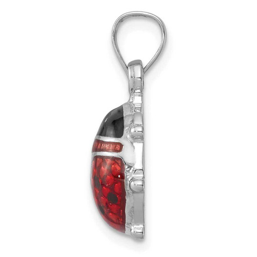 Image of Rhodium-Plated Sterling Silver Enameled Ladybug Pendant