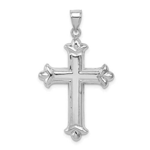 Image of Rhodium-Plated Sterling Silver Fleur-De-Lis Cross Pendant QC5257