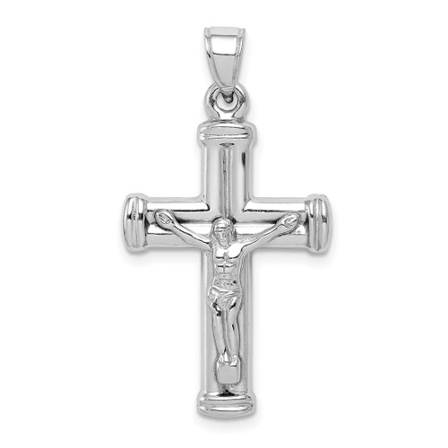 Rhodium-Plated Sterling Silver Hollow Latin Crucifix Pendant QC5404