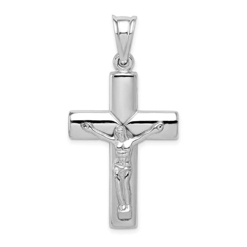 Image of Rhodium-Plated Sterling Silver Hollow Latin Crucifix Pendant QC5407