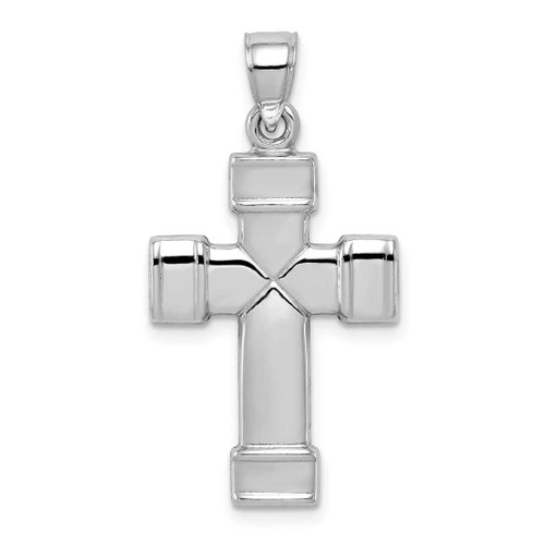 Image of Rhodium-Plated Sterling Silver Hollow Reversible Cross Pendant QC5838