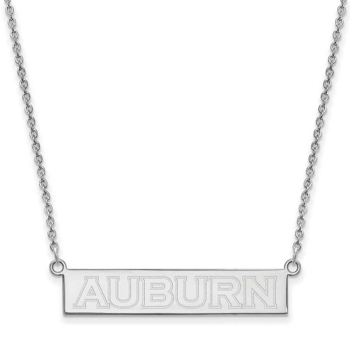 Image of Rhodium-plated Sterling Silver LogoArt Auburn University Small Bar Necklace