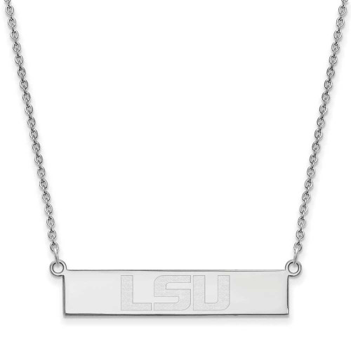 Image of Rhodium-plated Sterling Silver LogoArt LSU Small Bar Necklace