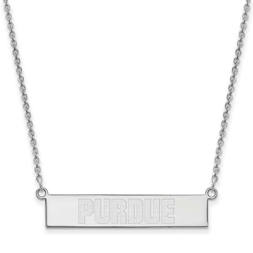 Image of Rhodium-plated Sterling Silver LogoArt Purdue University Small Bar Necklace