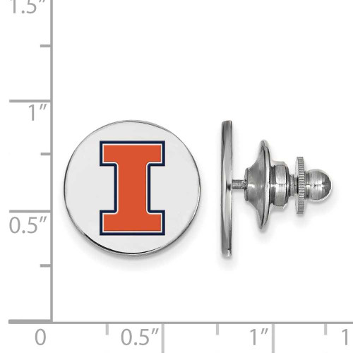 Image of Rhodium-plated Sterling Silver LogoArt University of Illinois Tie Tac