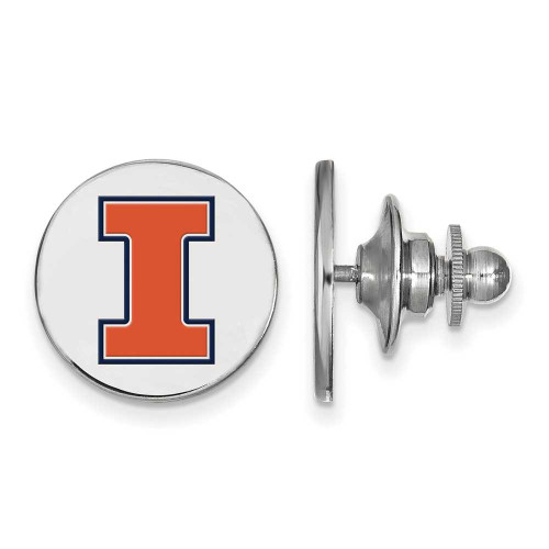 Image of Rhodium-plated Sterling Silver LogoArt University of Illinois Tie Tac