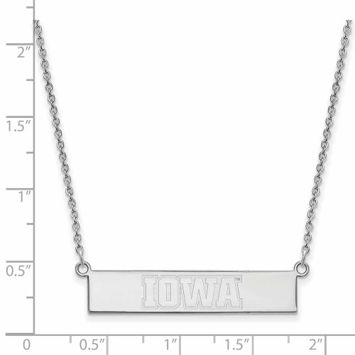 Image of Rhodium-plated Sterling Silver LogoArt University of Iowa Small Bar Necklace