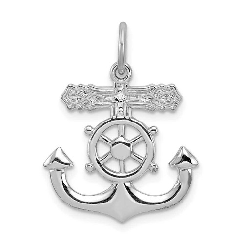 Image of Rhodium-Plated Sterling Silver Mariner Cross Pendant