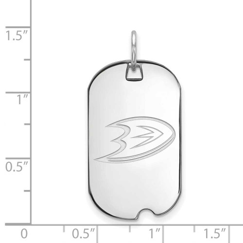 Image of Rhodium-plated Sterling Silver NHL LogoArt Anaheim Ducks Small Dog Tag Pendant