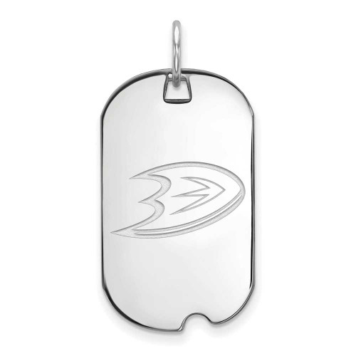 Image of Rhodium-plated Sterling Silver NHL LogoArt Anaheim Ducks Small Dog Tag Pendant