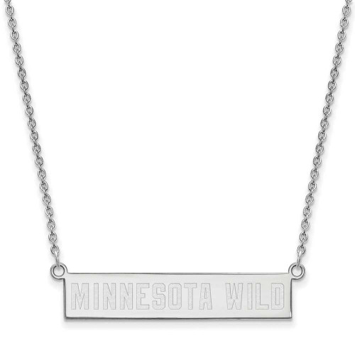 Image of Rhodium-plated Sterling Silver NHL LogoArt Minnesota Wild Small Bar Necklace
