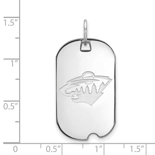 Image of Rhodium-plated Sterling Silver NHL LogoArt Minnesota Wild Small Dog Tag Pendant