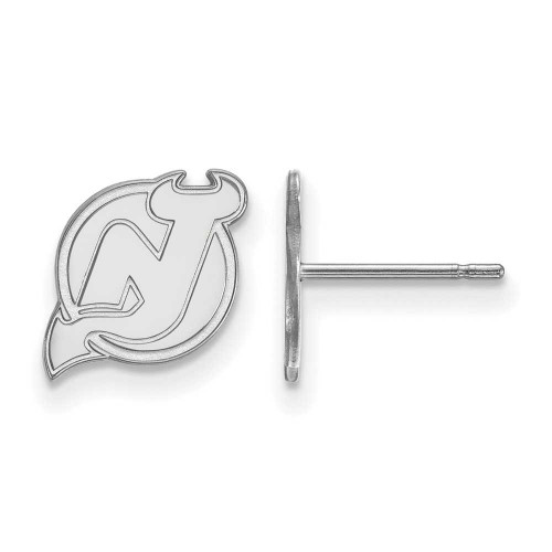 Image of Rhodium-plated Sterling Silver NHL LogoArt New Jersey Devils XS Stud Earrings