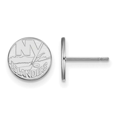 Image of Rhodium-plated Sterling Silver NHL LogoArt New York Islanders XS Stud Earrings