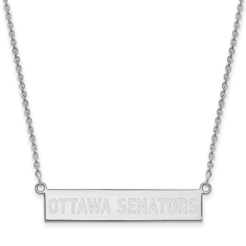 Image of Rhodium-plated Sterling Silver NHL LogoArt Ottawa Senators Small Bar Necklace