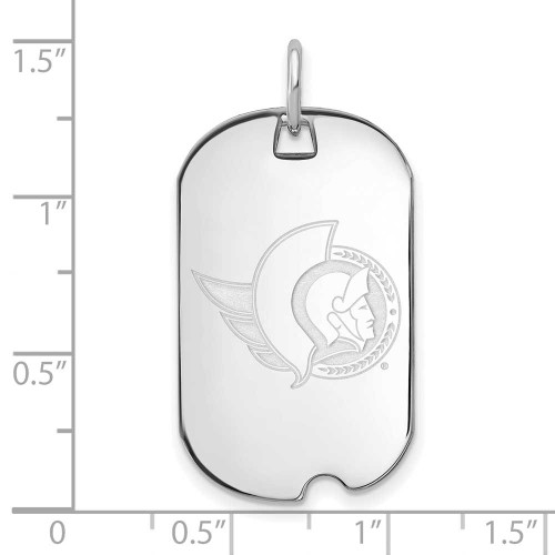 Image of Rhodium-plated Sterling Silver NHL LogoArt Ottawa Senators Small Dog Tag Pendant