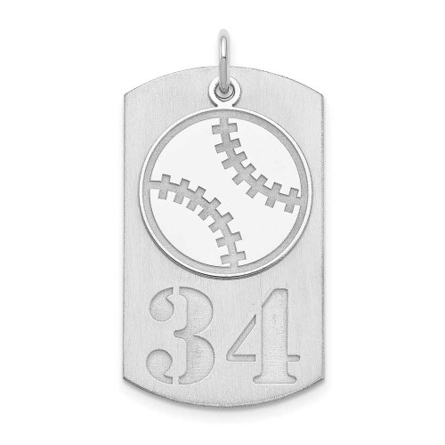 Image of Rhodium-plated Sterling Silver Personalized 2-piece Baseball Dog Tag Pendant