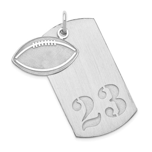 Image of Rhodium-plated Sterling Silver Personalized 2-piece Football Dog Tag Pendant