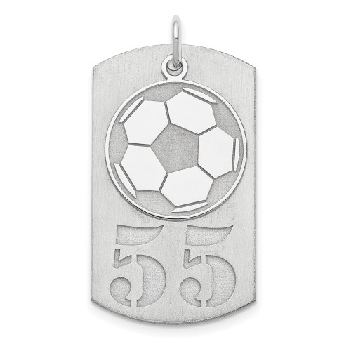 Rhodium-plated Sterling Silver Personalized 2-Piece Soccer Ball Dog Tag Pendant