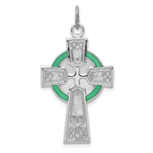 Image of Rhodium-Plated Sterling Silver Polished Epoxy Irish Cross Pendant