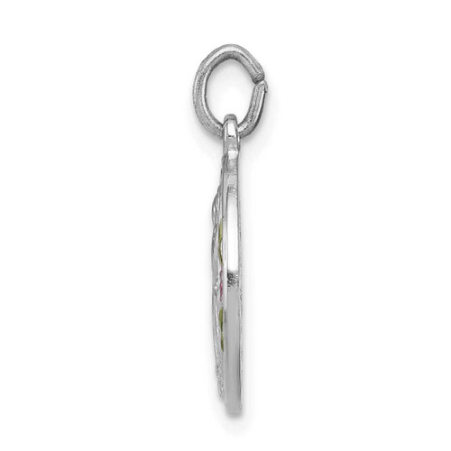 Image of Rhodium-Plated Sterling Silver Polished Epoxy Miraculous Medal Pendant