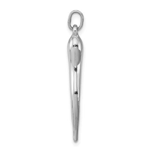 Image of Rhodium-Plated Sterling Silver Polished Italian Horn Pendant