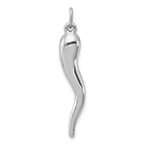 Image of Rhodium-Plated Sterling Silver Polished Italian Horn Pendant