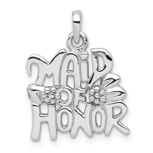Image of Rhodium-Plated Sterling Silver Polished Maid Of Honor Pendant
