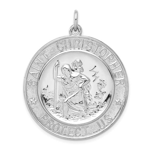 Image of Rhodium-Plated Sterling Silver Saint Christopher Medal Charm QC5616