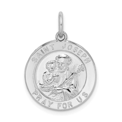 Image of Rhodium-Plated Sterling Silver Saint Joseph Medal Charm QC5681