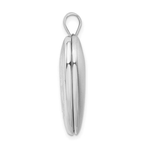Image of Rhodium-Plated Sterling Silver Shiny-Cut Cross Heart Locket Pendant
