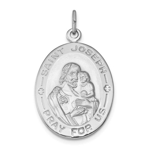 Image of Rhodium-Plated Sterling Silver St. Joseph Medal Charm