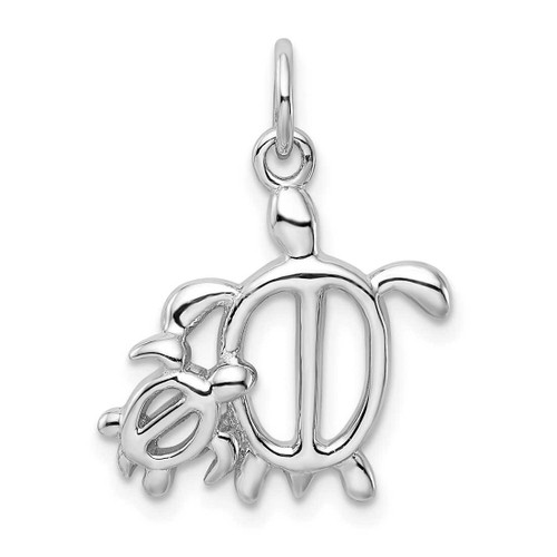 Image of Rhodium-Plated Sterling Silver Turtles Pendant