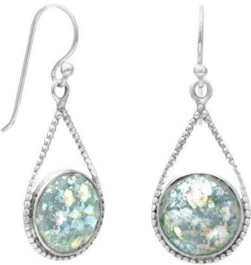 Image of Roman Glass Drop Earrings 925 Sterling Silver