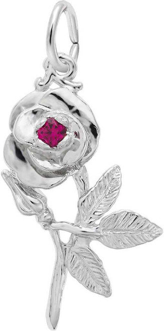Image of Rose Charm w/ Purple Synthetic Crystal (Choose Metal) by Rembrandt