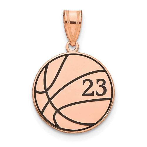 Image of Rose Gold Plated Sterling Silver & Black Enamel Personalized Basketball Number Pendant