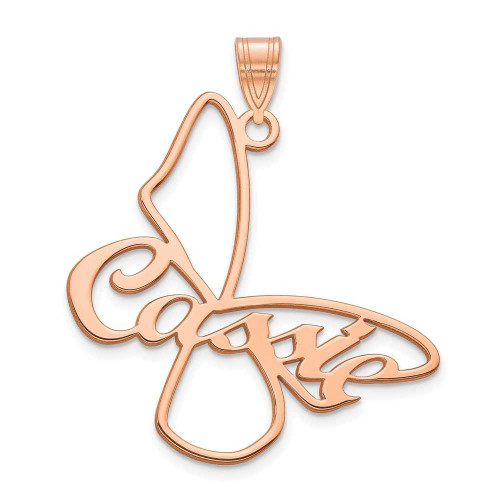 Image of Rose Gold Plated Sterling Silver Personalized Butterfly Name Pendant - Large Version