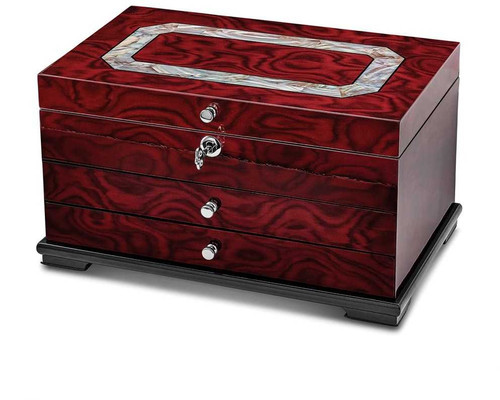 Image of Rosewood Veneer MOP Inlay 2-Drawer Lined Jewelry Box (Gifts)