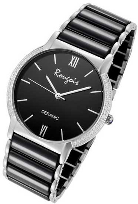 Image of Rougois Luxe Series Black Ceramic and Steel Watch