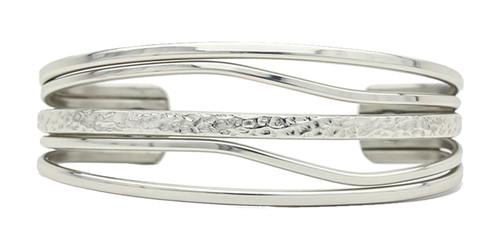 Image of Silver-tone Tide - Sergio Lub Handmade Cuff Non-Magnetic Medium (6-7in) (lub444)