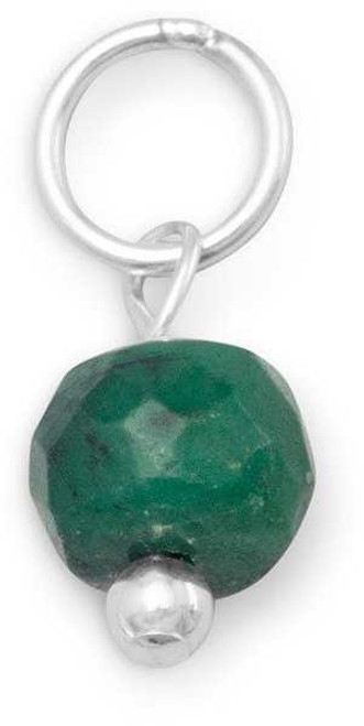 Image of Simulated Emerald Charm - Simulated May Birthstone 925 Sterling Silver