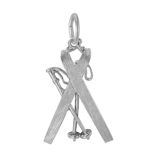 Downhill Skis with Poles Charm - 0776-Silver-Back
