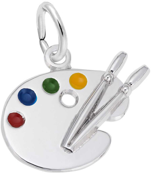 Image of Small Artist Palette Charm w/ Multicolor Enamel (Choose Metal) by Rembrandt