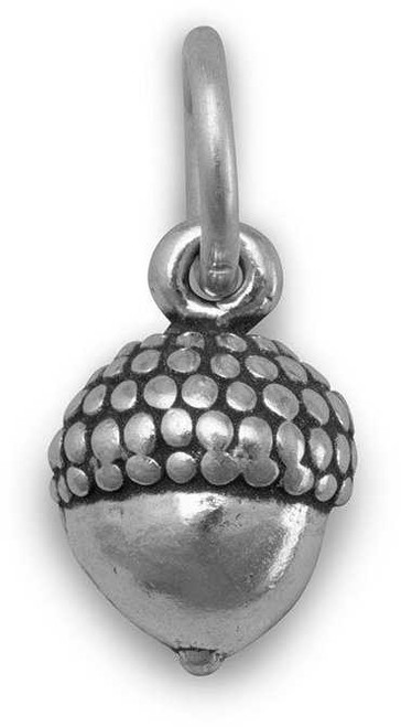 Image of Small Oxidized Acorn Charm 925 Sterling Silver
