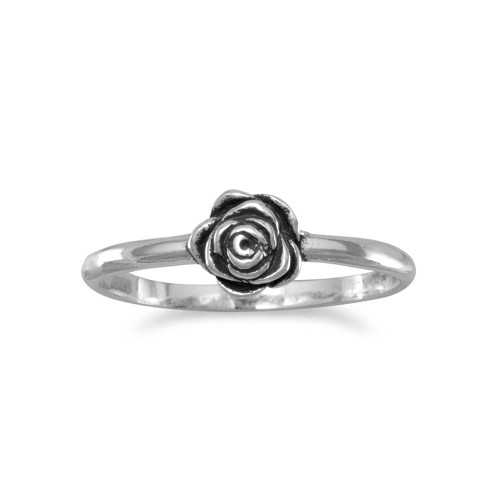 Image of Small Oxidized Rose Ring 925 Sterling Silver